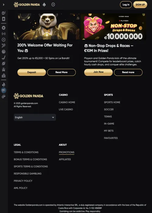 Exclusive bonus rewards showcase Golden Panda Casino